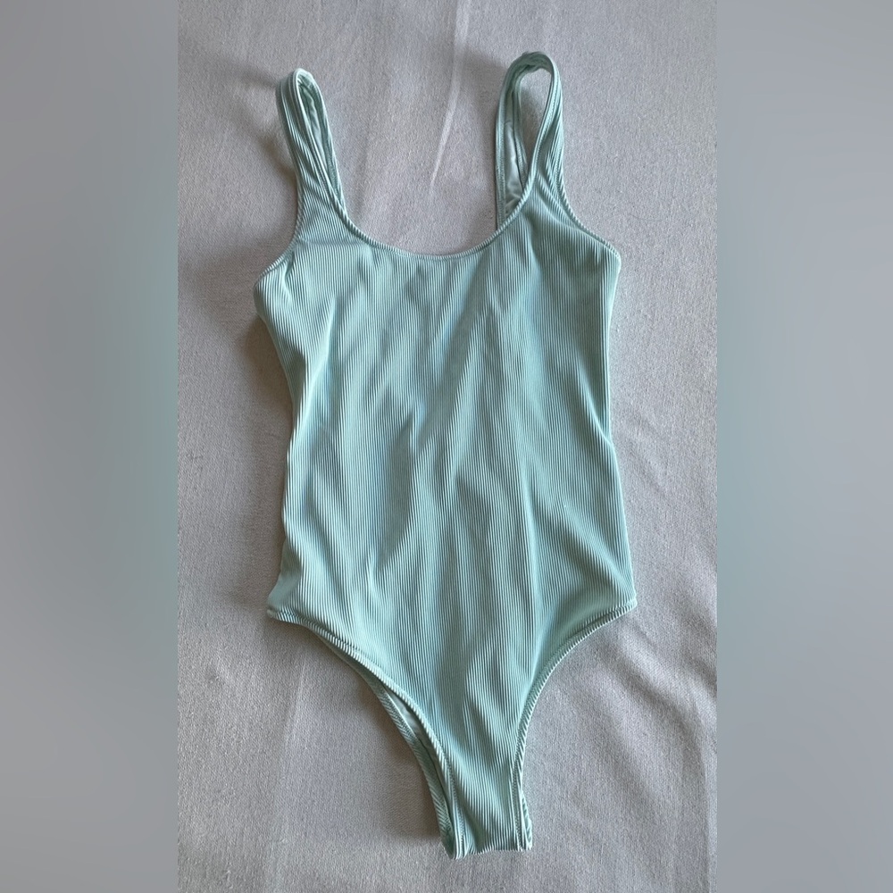 AERIE Mint Super Scoop Ribbed Cheeky One-Piece Swimsuit | Women’s M NWOT